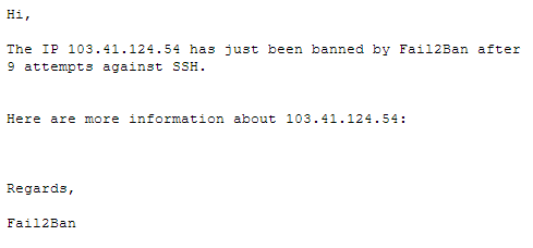 Sin información sobre la IP de un ataque detectado por Fail2Ban