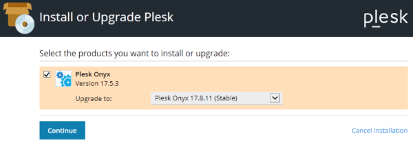 Actualización a nueva versión de PLESK