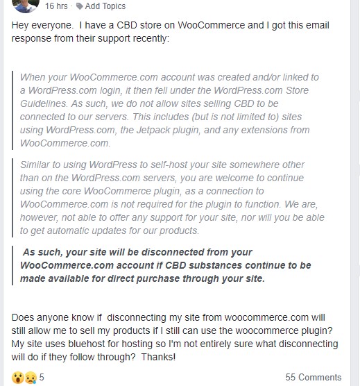 WooCommerce no permite venta de CBD